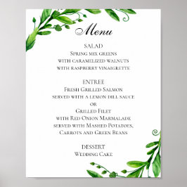 Groene trouwmenu poster. Zomer dinermenu Poster