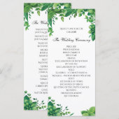 Groene trouwprogramma. Zomer tuin ceremoniekaart Programmakaart (Voorkant / Achterkant)