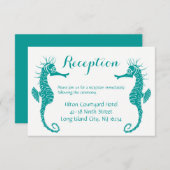 Groene Trouwreceptie Zeepaardje - Strand Informatiekaartje (Voorkant / Achterkant)