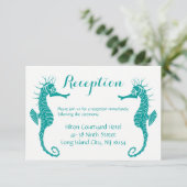 Groene Trouwreceptie Zeepaardje - Strand Informatiekaartje (Staand voorkant)