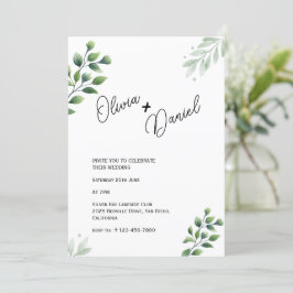 Groene Trouwuitnodiging voor Elopement Kaart