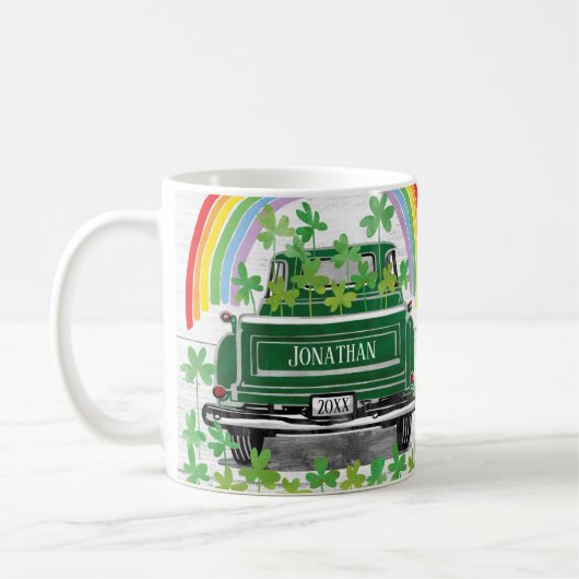 Groene  Truck Shamrock Rainbow-naam Koffiemok (Links)