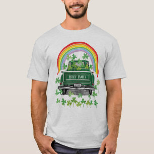Groene  Truck Shamrock Rainbow-naam T-shirt