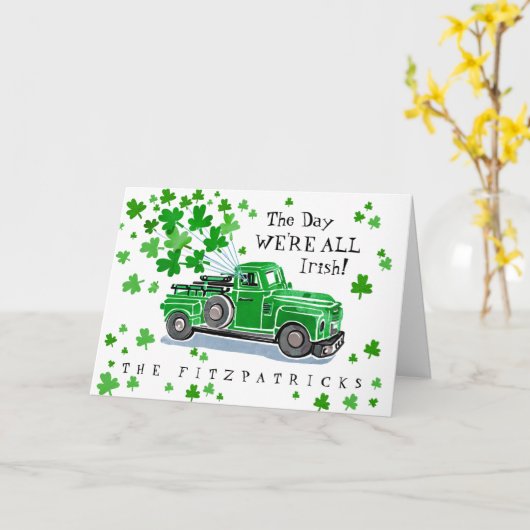 Groene Truck St. Patrick's Day Kaart (Gele Bloem)