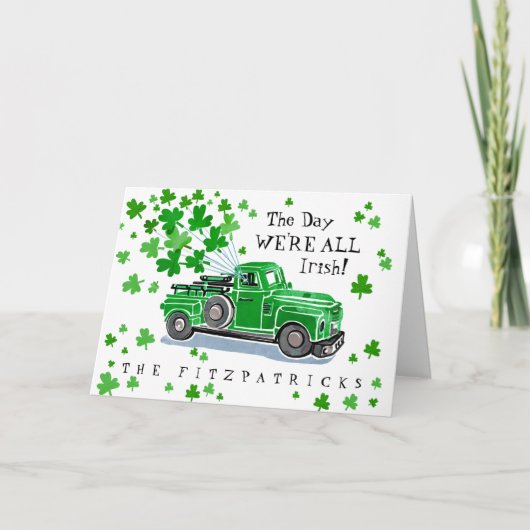 Groene Truck St. Patrick's Day Kaart (Voorkant)