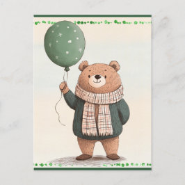 Groene Trui Beer met Herfst Plaid Sjaal Briefkaart