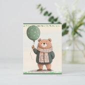 Groene Trui Beer met Herfst Plaid Sjaal Briefkaart (Staand voorkant)