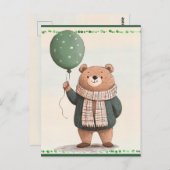 Groene Trui Beer met Herfst Plaid Sjaal Briefkaart (Voorkant / Achterkant)