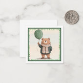 Groene Trui Beer met Herfst Plaid Sjaal Notitiekaartje (Voorkant / Achterkant in situ)