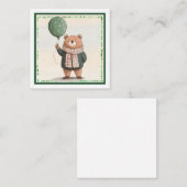 Groene Trui Beer met Herfst Plaid Sjaal Notitiekaartje (Voorkant / Achterkant)