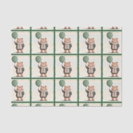 Groene Trui Beer met Herfst Plaid Sjaal Tissuepapier