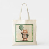 Groene Trui Beer met Herfst Plaid Sjaal Tote Bag (Achterkant)