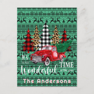 Groene trui rendier rode  truck feestdagenkaart