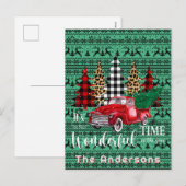 Groene trui rendier rode  truck feestdagenkaart (Voorkant / Achterkant)