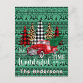 Groene trui rendier rode  truck feestdagenkaart (Voorkant)