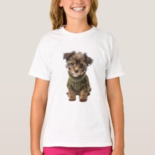 Groene trui Yorkie puppy kinderen T-shirt