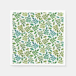 Groene tuin bladeren patroon. Waterverf botanisch Servet