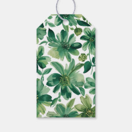 Groene Tuin Bloem Botanische Aquarel Schildering Cadeaulabel