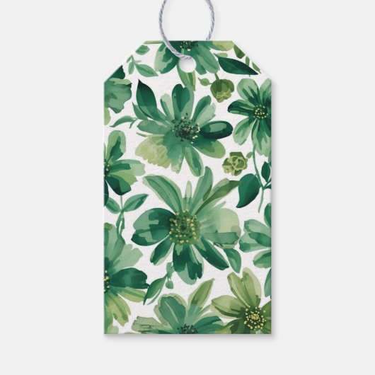 Groene Tuin Bloem Botanische Aquarel Schildering Cadeaulabel (Voorkant)