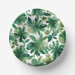 Groene Tuin Bloem Botanische Aquarel Schildering Papieren Kommen