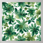 Groene Tuin Bloem Botanische Aquarel Schildering Poster (Voorkant)
