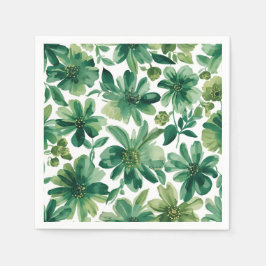 Groene Tuin Bloem Botanische Aquarel Schildering Servet