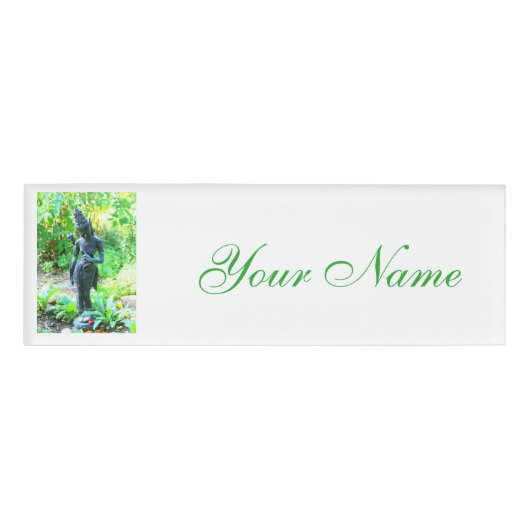 groene tuin boeddha naambadge (Voorkant)