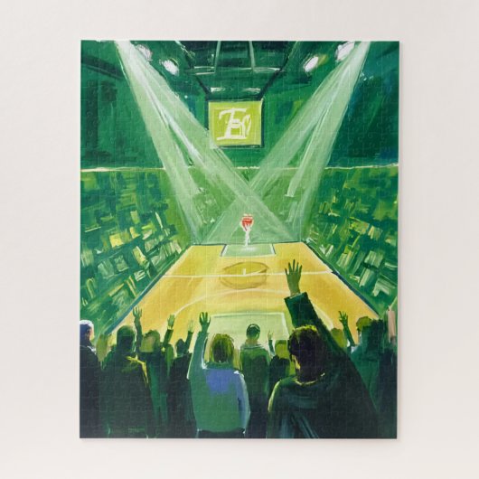 Groene Tuin Boston Basketbal Aquarel Legpuzzel (Verticaal)