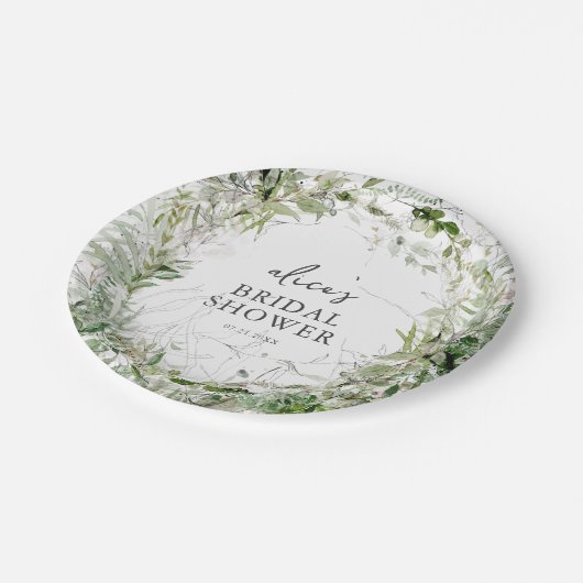 Groene Tuin Bruiloft Feest Papieren Bord (Gekanteld)