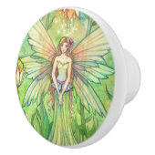Groene Tuin Flower Fairy Illustratie Keramische Knop (Rechts)