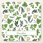 Groene Tuin Kruiden en Specerijen Patterned Kartonnen Onderzetters (Voorkant)