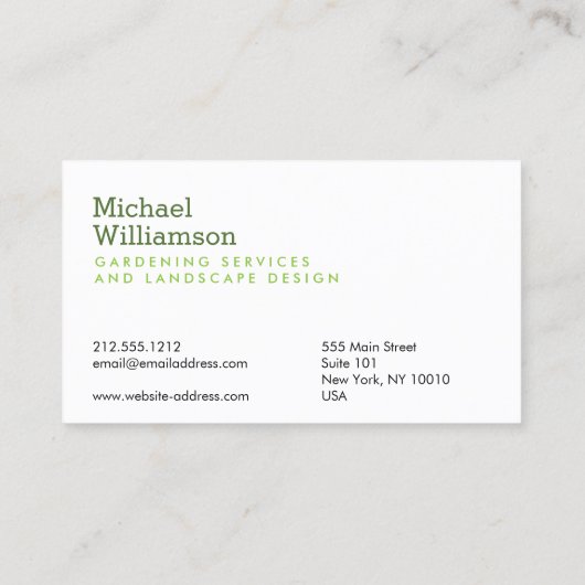 Groene Tuin Schep Tuinieren Landscaping Services Visitekaartje (Achterkant)