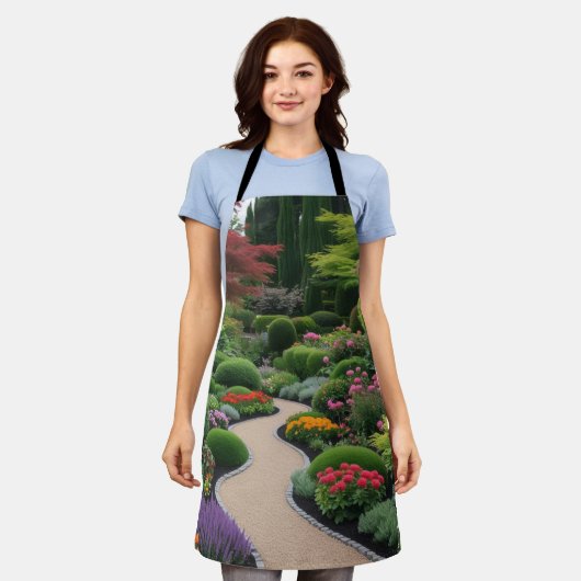 Groene tuin schort (Gedragen)