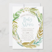Groene tuin | Waterverf Baby shower Uitnodiging (Voorkant)