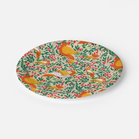 Groene  tuinvogels papieren bordje (Gekanteld)