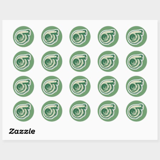 Groene Turbo Ronde Sticker (Vel)