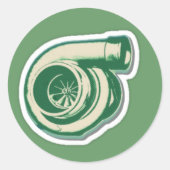 Groene Turbo Ronde Sticker (Voorkant)