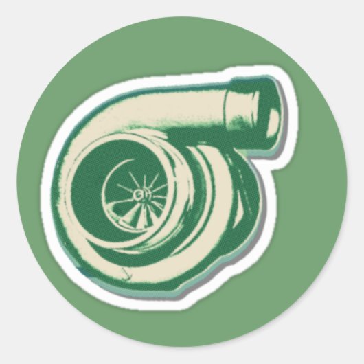Groene Turbo Ronde Sticker (Voorkant)