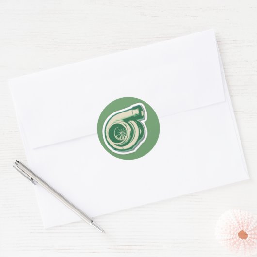 Groene Turbo Ronde Sticker (Envelop)