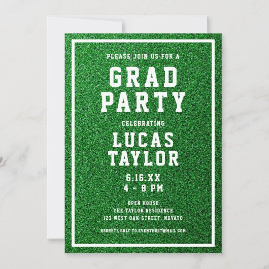 Groene Turf Sports Afstudeerder Graduparty Kaart (Voorkant)
