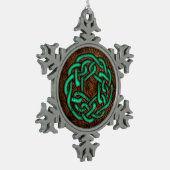 Groene turkooizen celtic knot on learning digital  tin sneeuwvlok ornament (Links)