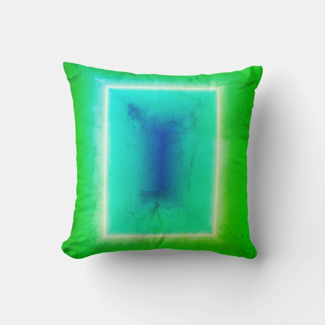 Groene Turquoise Deur Neon Illusie Effect Kussen (Voorkant)