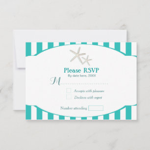 Groene Turquoise Gestreepte Zeester Strand RSVP ka Kaartje