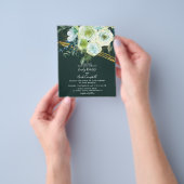 Groene Turquoise Gouden Bloem Foto Bruiloft Flyer (Hand)