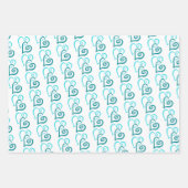 Groene Turquoise Linked Heart Pattern Inpakpapier Vel (Voorkant 3)