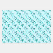 Groene Turquoise Linked Heart Pattern Inpakpapier Vel (Voorkant 2)