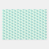 Groene Turquoise Linked Heart Pattern Inpakpapier Vel (Voorkant)