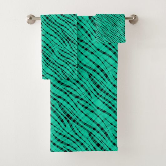 Groene turquoise tijger abstracte print bad handdoek (Insitu)
