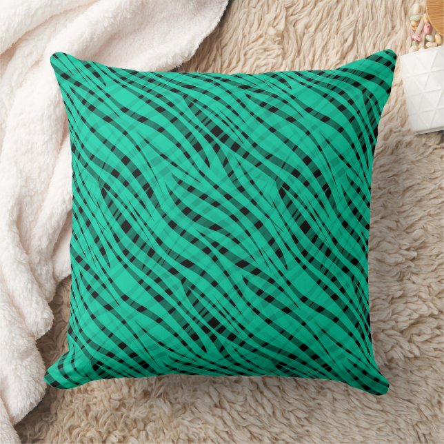 Groene turquoise tijger abstracte print kussen (Deken)