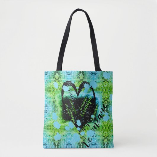Groene Turquoise verfharaam Veronique Tote Bag (Voorkant)